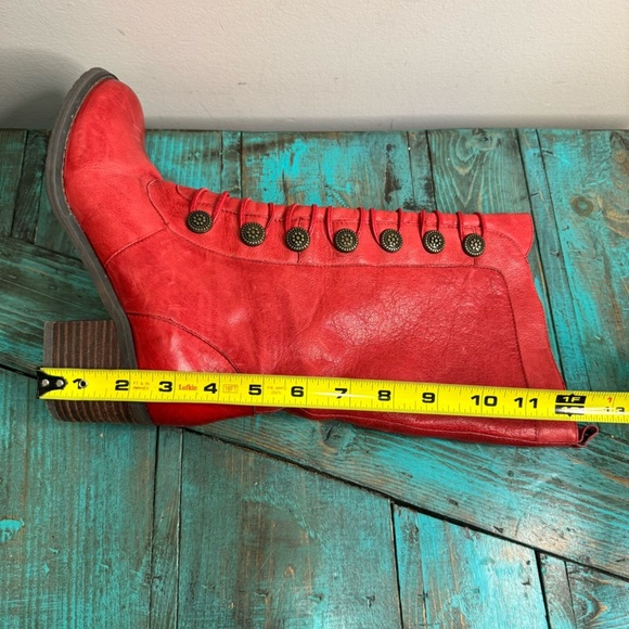 Miz Mooz Normandy Red Leather Mid Calf Boot Size 7.5 - Picture 12 of 13